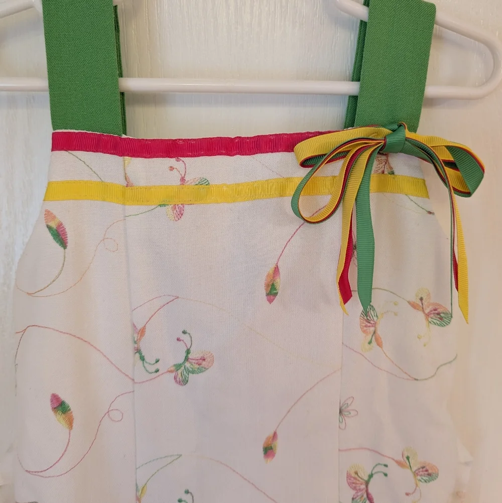 Bonnie Jean White Embroidered Butterfly Sleeveless Spring Dress. Size 5